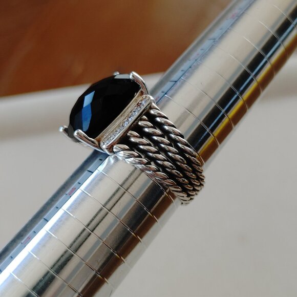David Yurman Wheaton 925 Sterling Silver Ring Black Onyx & Diamond size 9 - Picture 10 of 11